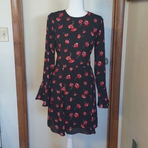 Poppy Black & Red Floral dress